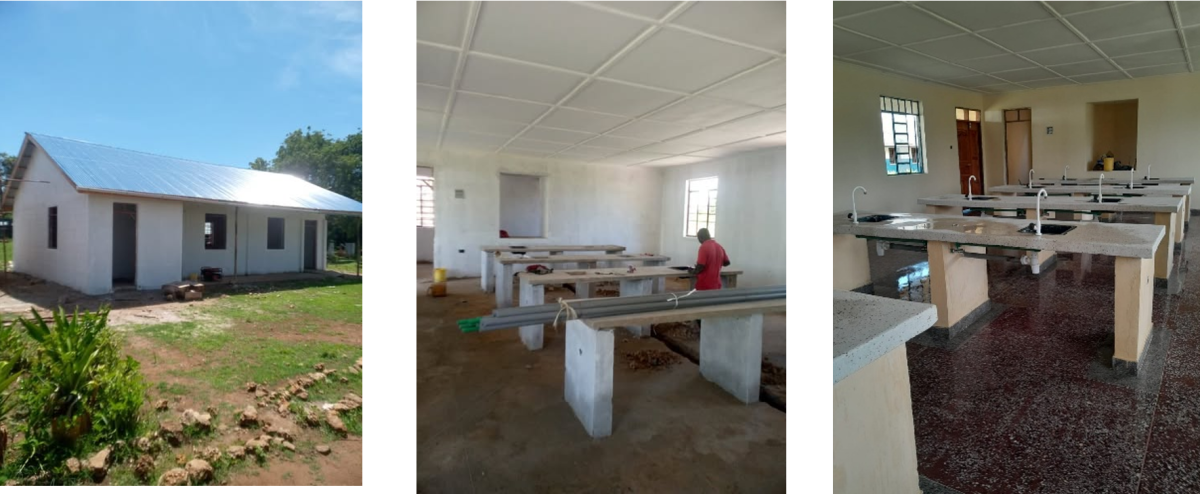 Science lab completion for exterior show in the photos, with interior works underway.